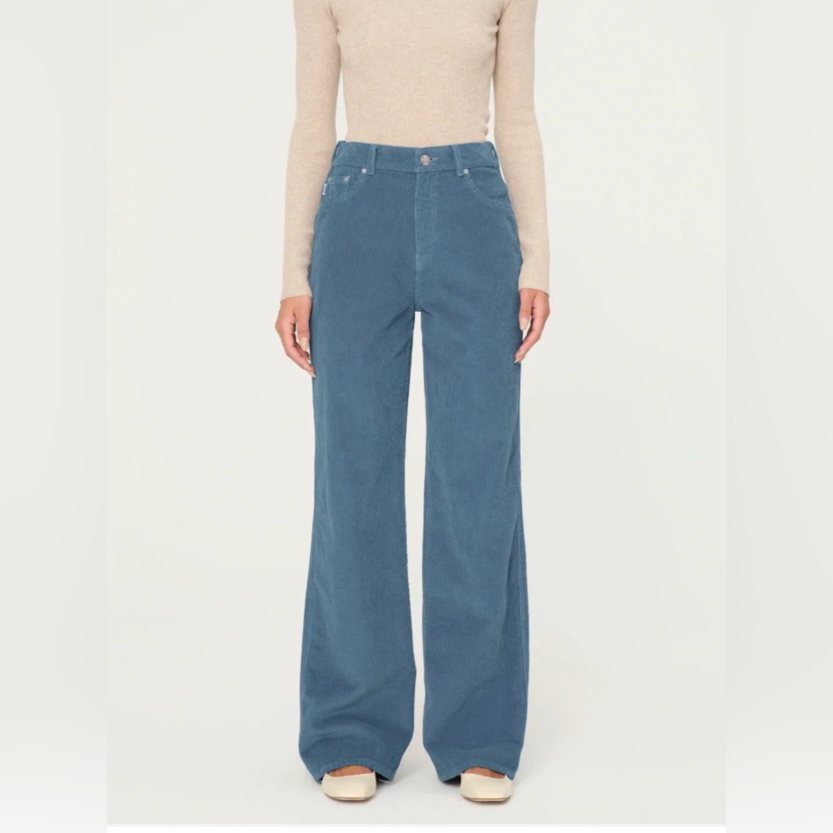 Nwt Dl1961 Gisele Wide Leg High Rise Corduroy Pants In Blue Size 25